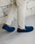 Owen Mens Fleece Lined Moccasin Hard Sole - Navy Side View